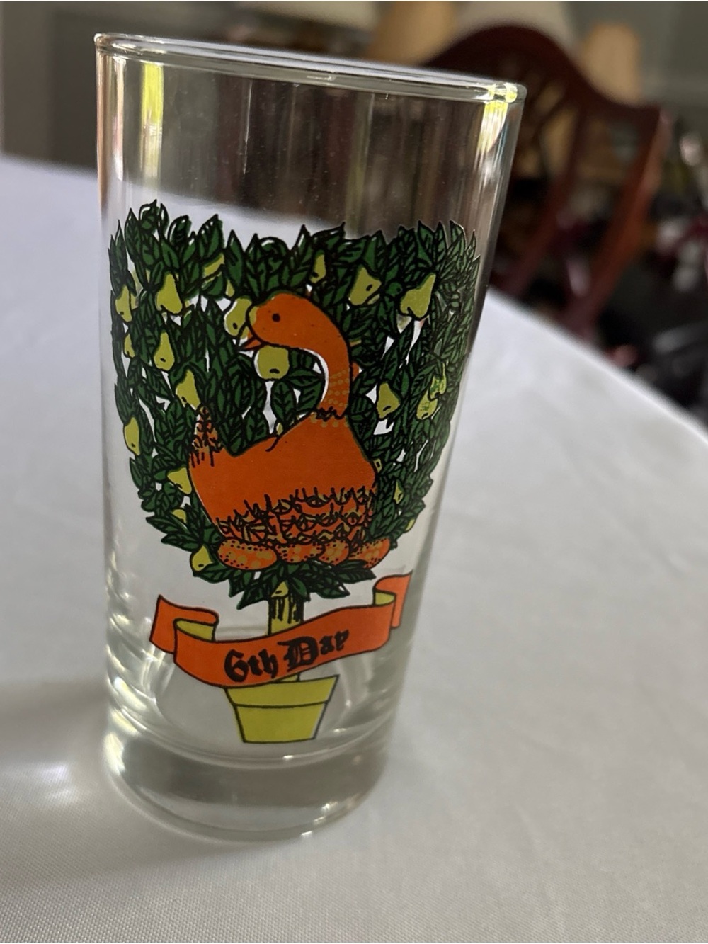 Vintage Indiana Glass 12 Days Christmas 6th Day Partridge Pear Tree